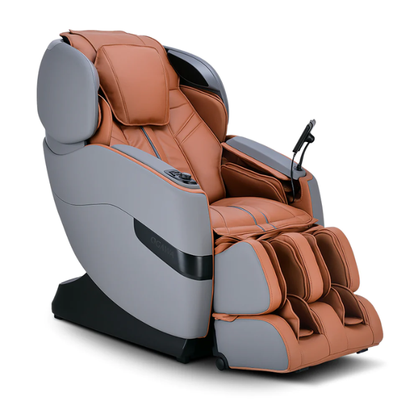 Ogawa Master Drive LE Massage Chair in grey and cappuccino, featuring a modern design with luxurious upholstery, advanced massage features, and ergonomic seating for ultimate comfort.