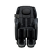 Black upholstery front view of the Osaki 4D YogaFlex, highlighting the SL-track roller housing, plush seat cushioning, and seamless integration of calf compressors.