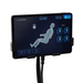Close-up view of a sleek tablet remote on the Osaki chair, displaying massage settings like intensity, back part, and foot roller controls.