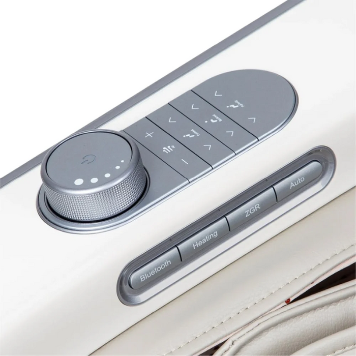 The Osaki Nexus has a quick access control panel for easily adjusting the intensity, heat, positioning, auto programs, Bluetooth connection, and air pressure.
