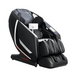 Osaki Kairos Duo 5D+4D massage chair in sleek black, showing its front profile with extended footrest and touchscreen tablet remote.