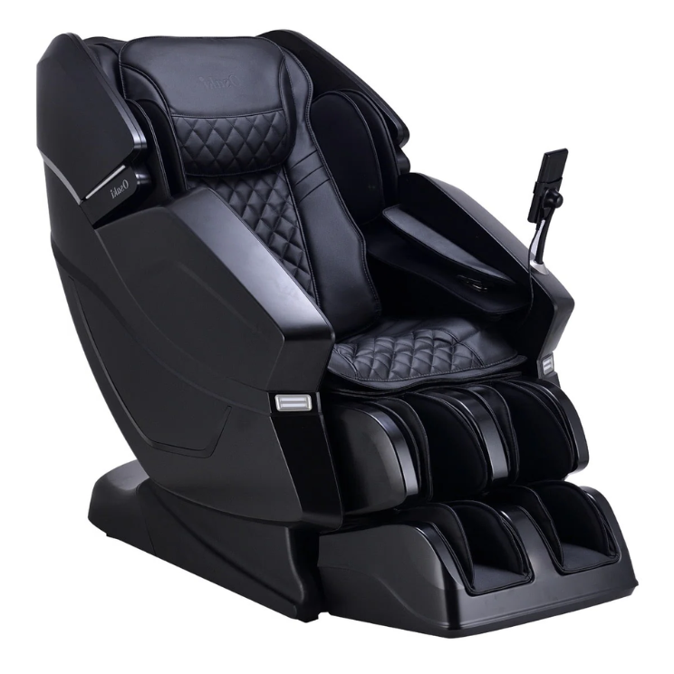 The Osaki OS-3D Vito Massage Chair features advanced 3D massage technology, an L-Track design for comprehensive coverage, and customizable settings, allowing users to enjoy a deeply relaxing and personalized massage experience targeting key areas of tension throughout the back and glutes.