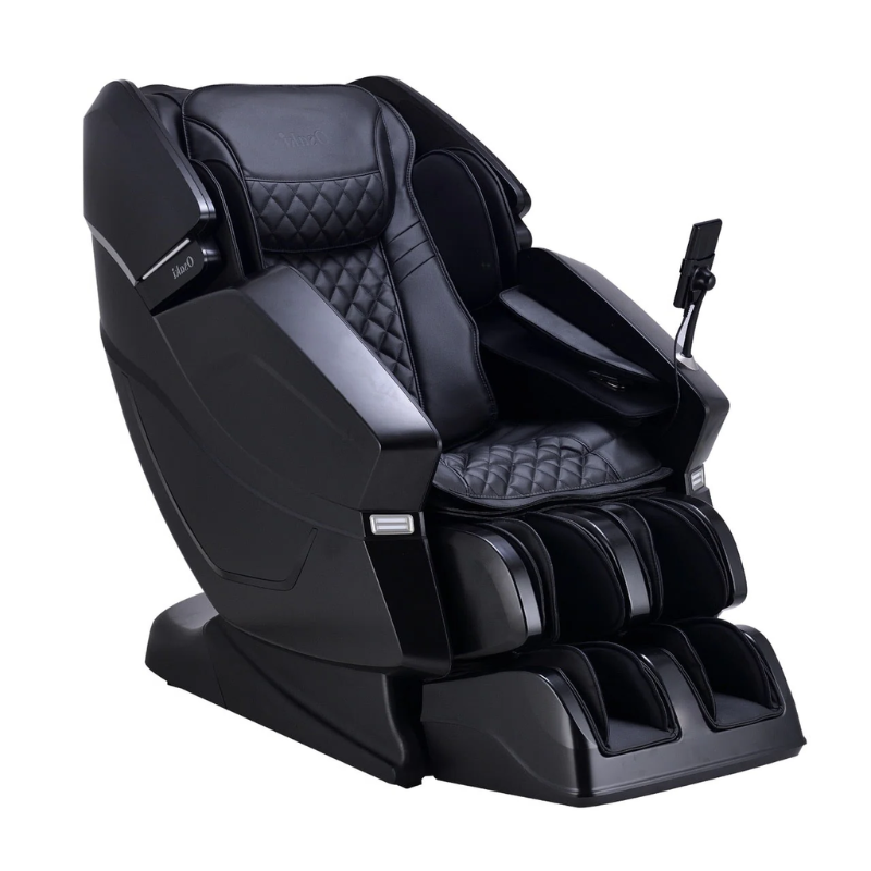 The Osaki OS-3D Vito Massage Chair features advanced 3D massage technology, an L-Track design for comprehensive coverage, and customizable settings, allowing users to enjoy a deeply relaxing and personalized massage experience targeting key areas of tension throughout the back and glutes.