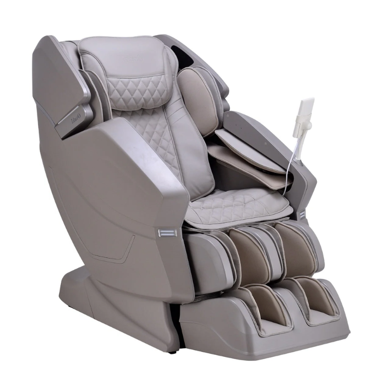 Osaki OS-3D Vito Massage Chair in taupe, featuring a sleek and modern design with plush padding, ergonomic seating, and an intuitive control panel, set against a neutral background.