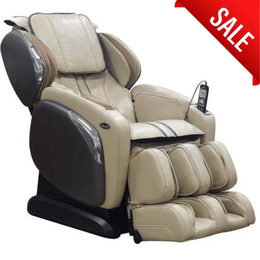 The Osaki OS-4000LS Massage Chair has therapeutic 2D rollers with an L-Track for full-body massage and is available in taupe.