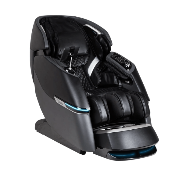 The Osaki Vivo 4D Massage Chair offers a luxurious massage experience with its advanced 4D and 2D massage capabilities, smart body scanning technology, and customizable settings, providing tailored relief for various muscle groups from neck to lower back.