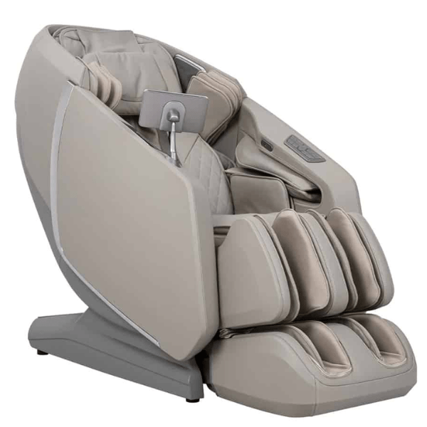 Osaki OS-Highpointe 4D Massage Chair in taupe, featuring a sleek, modern design with premium upholstery, an intuitive touch-screen controller, and advanced 4D roller technology for a luxurious full-body massage experience.