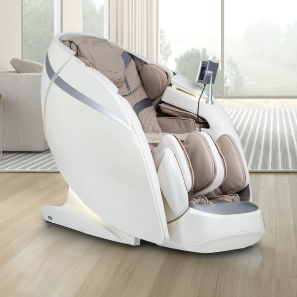 The Osaki DuoMax 4D Massage Chair combines cutting-edge dual 4D massage rollers with advanced AI body scanning, heated knee therapy, and a full-body air massage system to deliver an unparalleled relaxation experience.