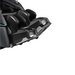 Close-up of the legrest of the Osaki Trion Flex Duo 4D+3D Massage Chair in black, featuring an innovative scissor-action mechanism that simulates a natural walking motion to gently stretch and massage the lower back, glutes, hamstrings, and knees.