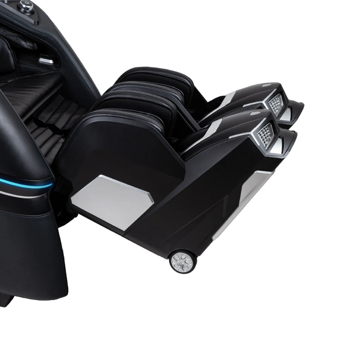 Close-up of the legrest of the Osaki Trion Flex Duo 4D+3D Massage Chair, featuring an extendable footrest designed to accommodate various user heights and provide personalized comfort.
