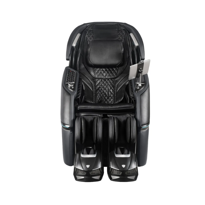 Front view of the Osaki Trion Flex Duo 4D+3D Massage Chair in black, showcasing its sleek design and advanced features for personalized relaxation.