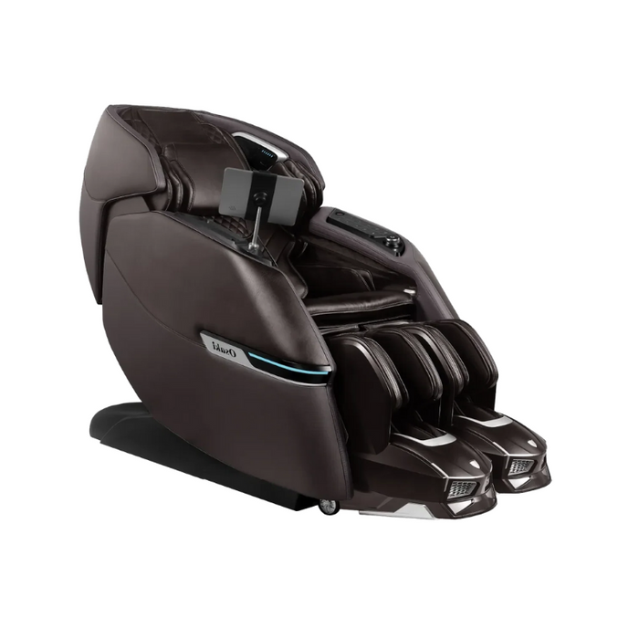 Osaki Trion Flex Duo 4D+3D Massage Chair in brown, featuring a sleek design with advanced massage technology for personalized relaxation.