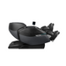Side view of the Osaki Trion Flex Duo 4D+3D Massage Chair in black, reclined in zero-gravity position, demonstrating the innovative walking technology with scissor-action mechanism gently stretching and massaging the lower back, glutes, hamstrings, and knees.