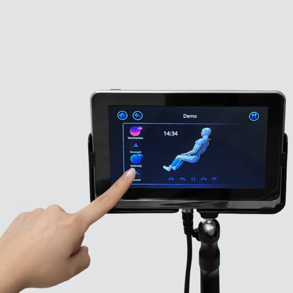 The Maestro 2.0 has a user-friendly touch screen tablet remote and a control panel on the chairs arm for easy operation.