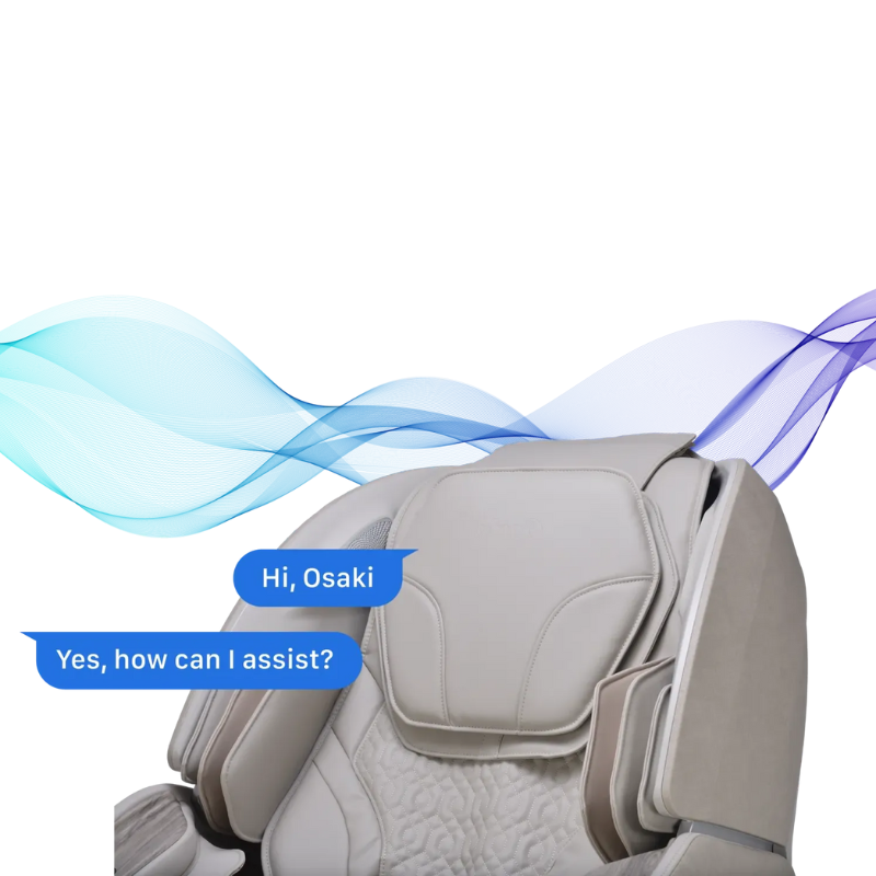 The Intelligent Voice Controls of the Osaki 4D Manhattan Duo Massage Chair allow users to operate the chair effortlessly, using simple voice commands for hands-free convenience. This innovative feature enhances the massage experience by providing easy access to various settings and modes, all without needing to use the remote control.