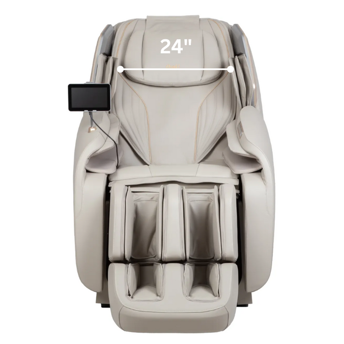 Image showcasing the Osaki Atlas XL Massage Chair's 24-inch shoulder width capacity, designed to comfortably accommodate broader body types while delivering a relaxing and effective shoulder massage.