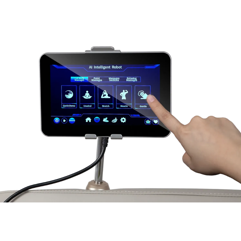 Touchscreen Controller of the Osaki Atlas XL, providing an intuitive interface for easy adjustment of massage settings and personalized control.