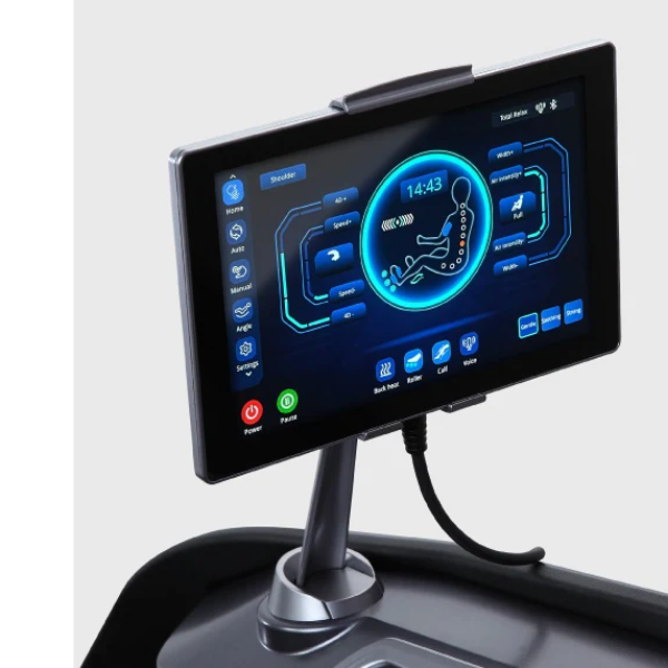 The Osaki Avalon comes with a tablet remote that's always on display with the current massage session or AI data measurements.