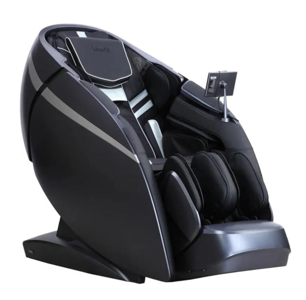 Osaki DuoMax SE combines advanced 4D rollers for the upper body with 3D rollers for the lower body, simulating human-like massage techniques such as kneading, rolling, and pressing.