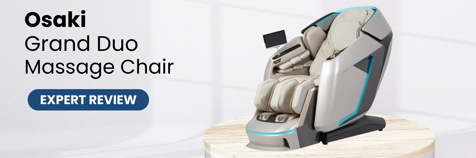 Osaki Grand Duo 4D Massage Chair showcasing advanced 4D massage technology, easy access sliding panels, and heat therapy zones in the lumbar, calves, feet, and shoulders for full-body relaxation.