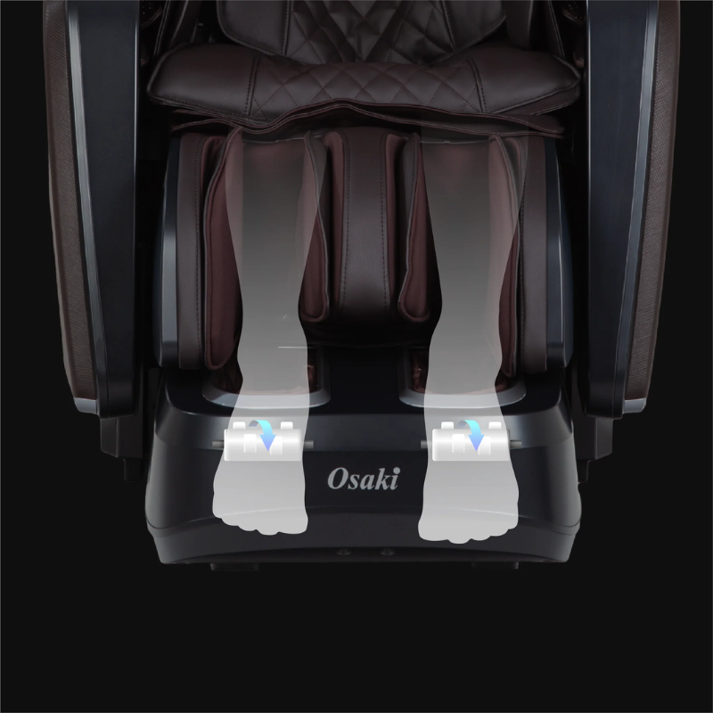 The Osaki Nexus comes with specialized foot rollers that use scientifically designed reflexology ridges to activate the acupressure points on the feet. 