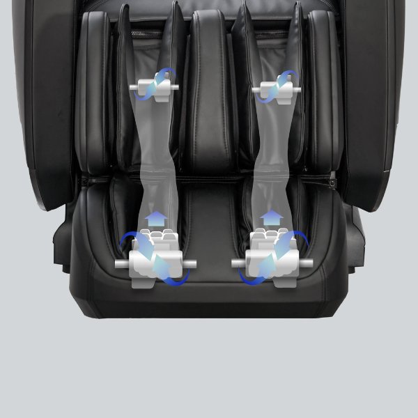 The essential foot and calf massage on the Osaki Kairos features 2 foot rollers and 1 calf roller per foot for a comprehensive massage experience.