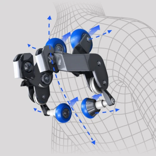 The Op-Xrest's massage rollers get down deep to the root of pain and tension with advanced 4D quad style massage rollers. 