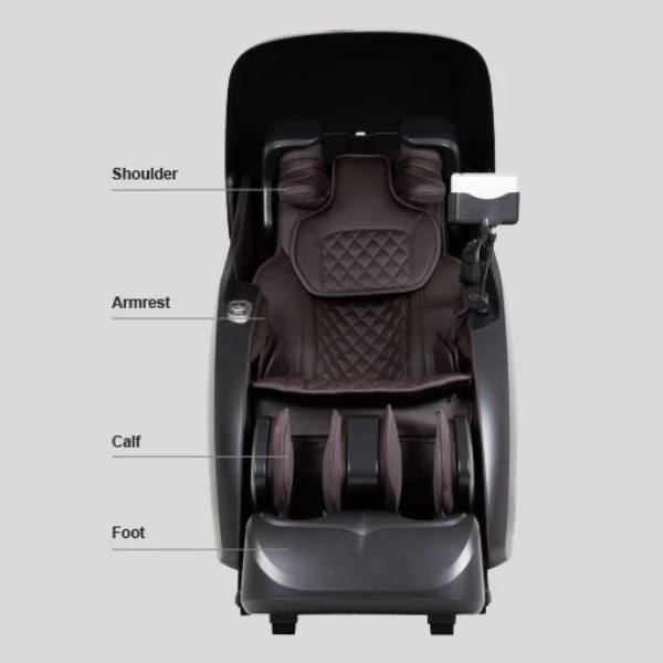 The Xrest has 46 airbags that target the shoulders, arms, calves, glutes, and feet that can be adjusted between 5 levels. 