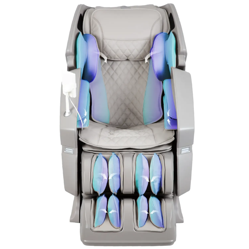 The Osaki OS-3D Vito Massage Chair's 44-cell full body air massage system, featuring airbags that target the shoulders, arms, hips, and legs for a comprehensive and relaxing massage experience.