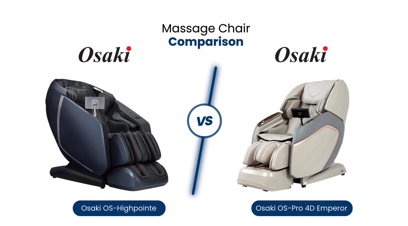 In this comprehensive Massage Chair Comparison, we'll compare the similarities and differences of the Osaki Highpointe and the Osaki Emperor.