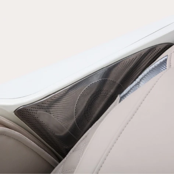 Image showcasing the HD surround sound speakers of the Osaki DuoMax massage chair, highlighting their sleek design and superior audio quality that enhances the massage experience by allowing users to enjoy music or soothing sounds for complete relaxation.