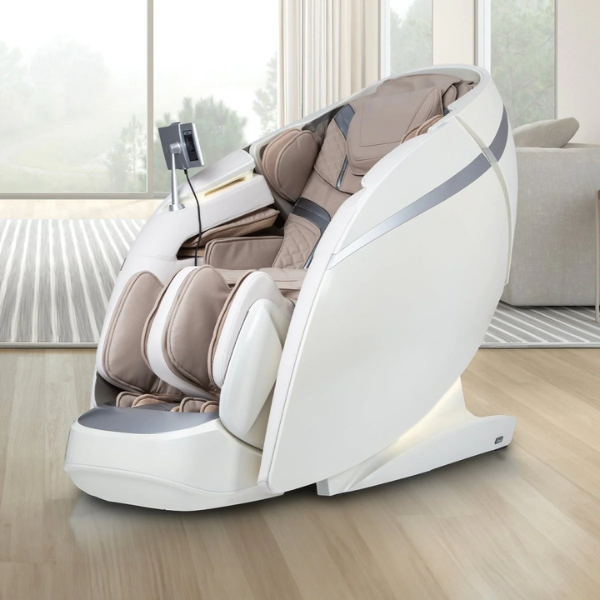 The Osaki DuoMax massage chair uses the latest dual track technology with 8 4D rollers, a heating shawl, and calf kneading.