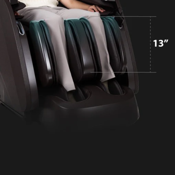 The Extended Calf Rest offers a 13-inch leg rest that accommodates various body types, ensuring comfort for users of all sizes.  