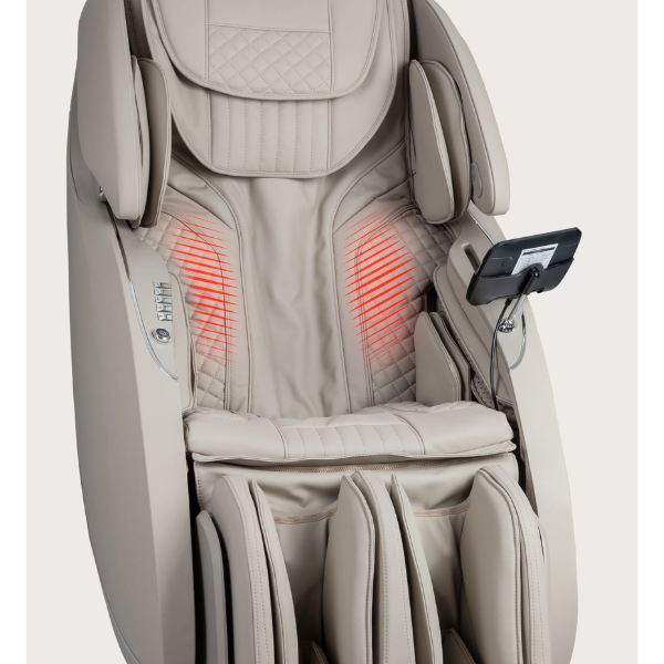 Close-up image of the lumbar heat therapy feature on the Osaki Solis 4D Massage Chair, showcasing the heated area designed to provide soothing warmth and enhance muscle relaxation in the lower back.