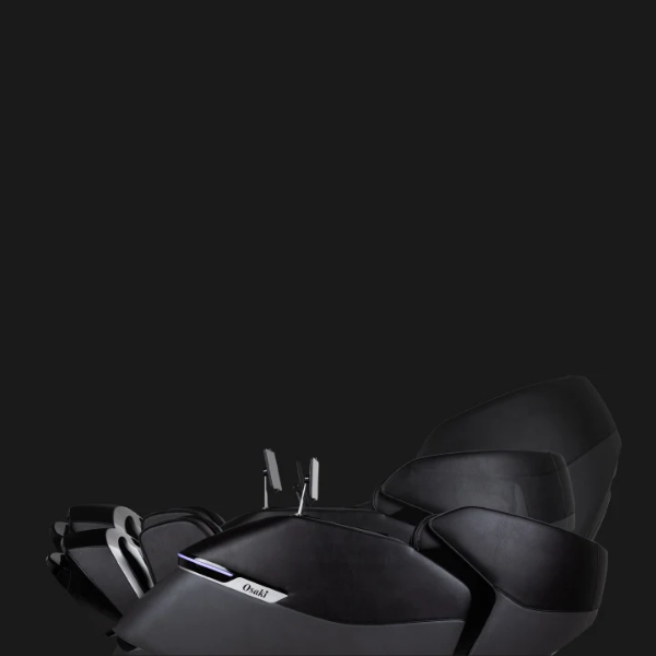 Image showcasing the Zero Gravity Recline and Space Saving technology in the Osaki Vivo open box floor model massage chair, with the chair smoothly reclining to a zero-gravity position for optimal comfort while requiring minimal space, allowing it to be placed just inches from the wall.