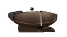 The brown Daiwa Supreme Hybrid X in a Deep Zero Gravity recline, showcasing the extreme 165-degree tilt designed to minimize spinal pressure and improve circulation.