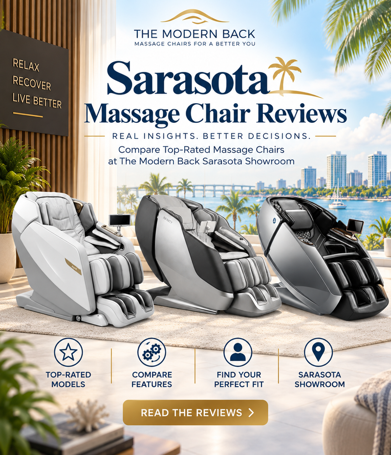 Top-rated Sarasota massage chair reviews and comparisons at The Modern Back in Sarasota, Florida.