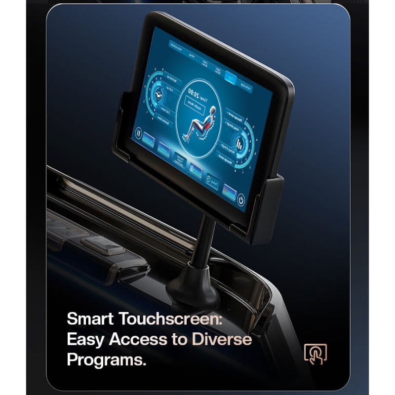 Soteria LE massage chair touchscreen control panel for adjusting programs and massage settings.