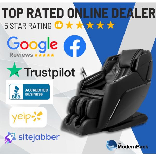 The Modern Back has achieved a 5-star rating as an authorized online dealer for the Daiwa Supreme Hybrid massage chair.