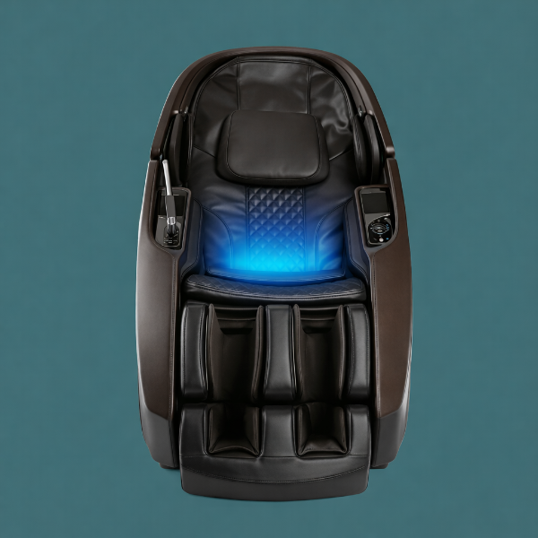 Blue airflow highlighting air ventilation in lower back of Supreme Hybrid X massage chair.