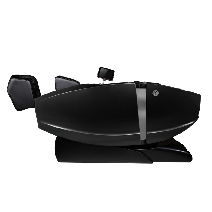 Side view of the Daiwa Supreme Hybrid X in the primary Zero Gravity recline stage, illustrating the optimal weightless posture for neutral spine alignment.