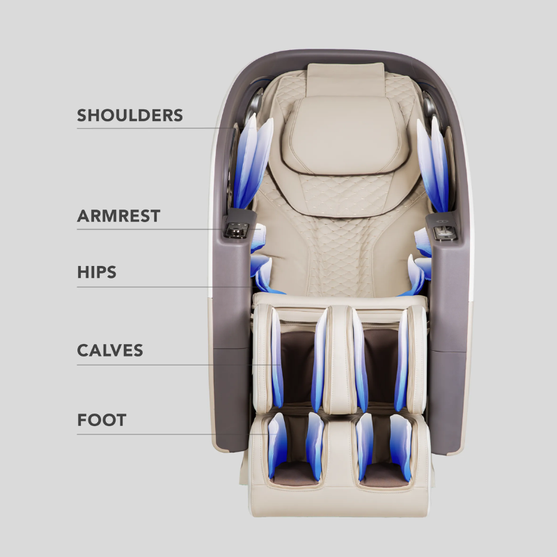 The Osaki Flagship massage chair is equipped with 50 air cells strategically placed to deliver a comprehensive and immersive compression therapy experience.