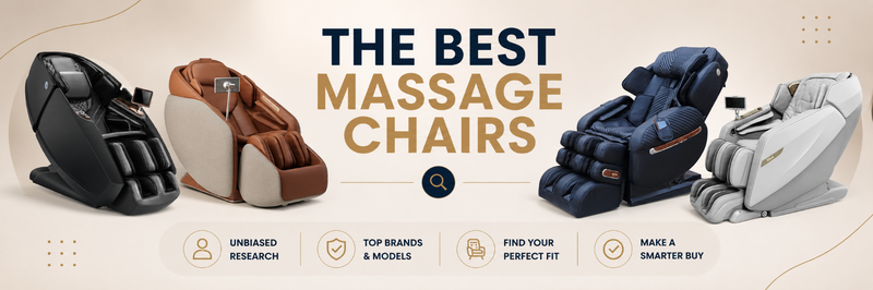 Best massage chairs banner featuring the Ceragem Pause M10, Kahuna Dios Flexa, Luraco i9 Medical, and Daiwa Supreme Hybrid X in a modern minimalist design with expert buying guidance.