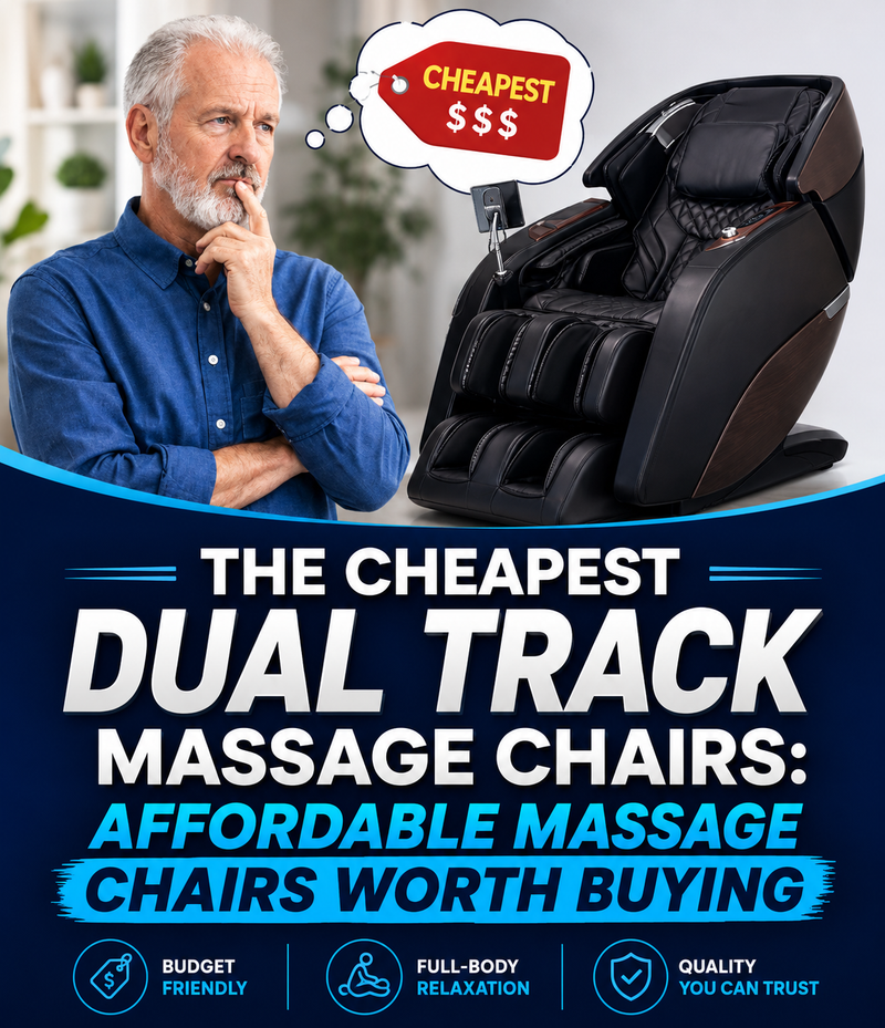 The cheapest dual-track massage chairs worth buying, featuring an affordable massage chair and a shopper considering budget-friendly massage chair options.