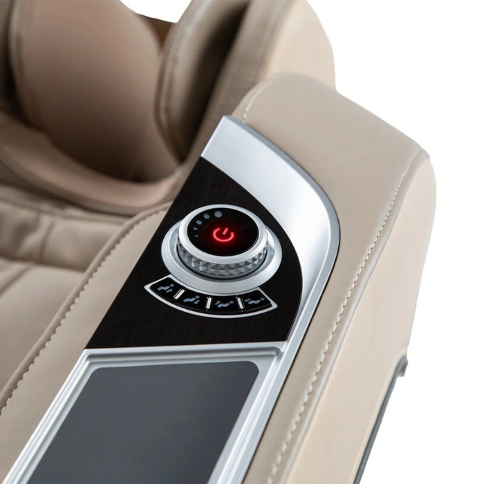 Close-up of the smart dial on the Titan TP-Ronin 4D Massage Chair, designed for intuitive control over massage functions and settings, enhancing user experience.