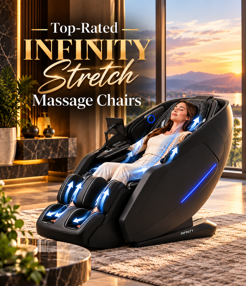 Looking for an Infinity massage chair with stretching? Explore top-rated models and compare their stretch programs, massage features, technology, and comfort.