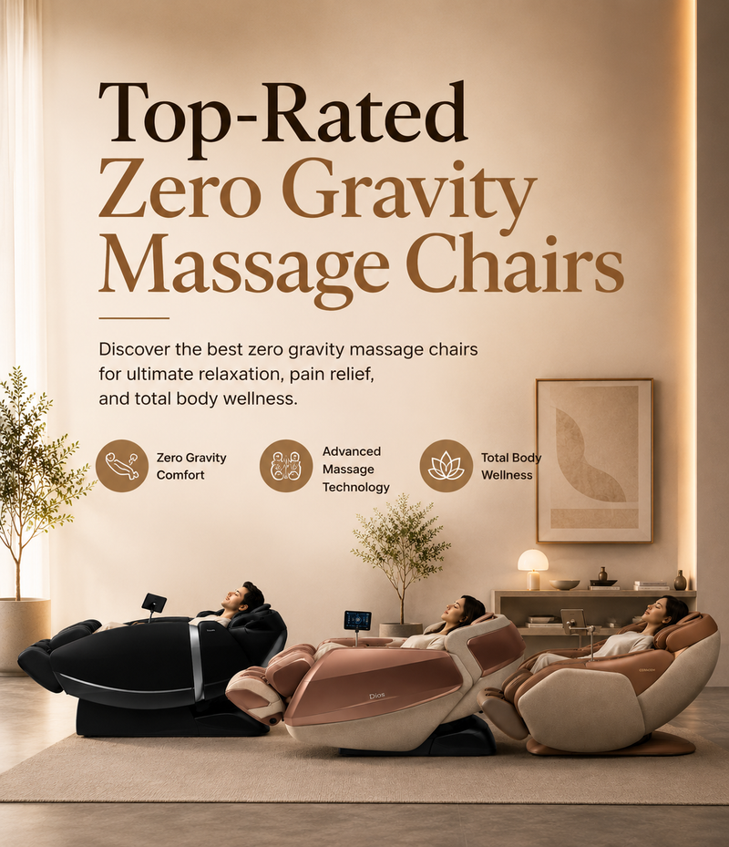 Mobile banner for Top-Rated Zero Gravity Massage Chairs showcasing premium zero gravity recliners designed for comfort, pain relief, and total body wellness.