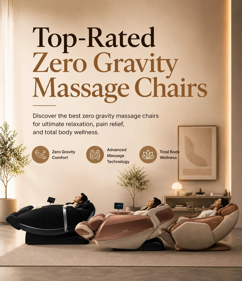 Mobile banner for Top-Rated Zero Gravity Massage Chairs showcasing premium zero gravity recliners designed for comfort, pain relief, and total body wellness.