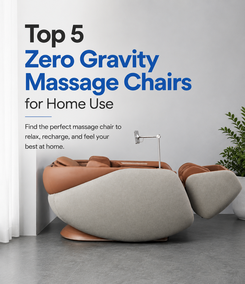 Modern zero gravity massage chair showcased in a guide to the best home massage chairs.