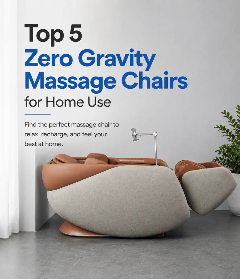 Modern zero gravity massage chair showcased in a guide to the best home massage chairs.